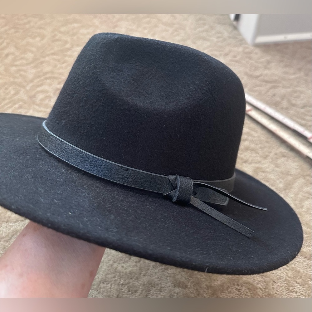 Angela and William Adjustable Wide Brim Wool Felt Fedora Western Black Hat. NWOT